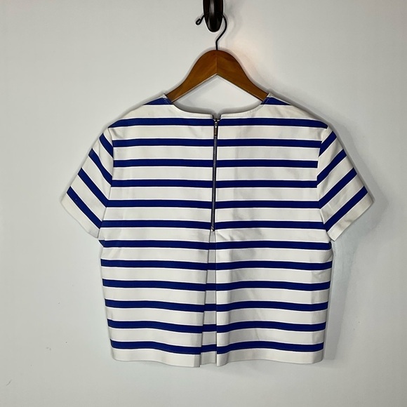 Zara Blue & White Striped Exposed Zipper Cropped Top Size Large - Picture 2 of 5